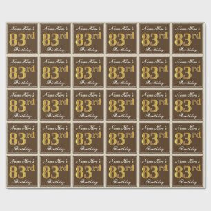 Elegant, bruin, Faux Gold 83rd Birthday + naam Cadeaupapier