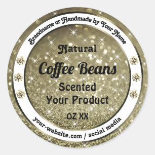 Elegant bruin glitter-productetiketten met diamant ronde sticker