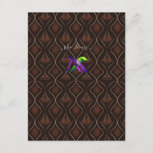 Elegant bruin goud Art Deco geometrisch patroon Briefkaart