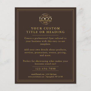 Elegant bruin & gouden bedrijfslogo promotioneel flyer
