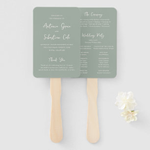 Elegant Bruin Groen Modern Huwelijksprogramma Handwaaier