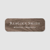 Elegant bruin hout, uiterlijk naam en titel naamplaatje (Voorkant)