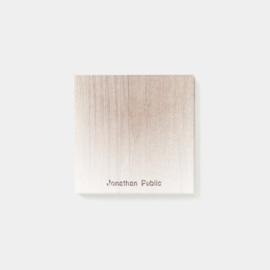 Elegant bruin hout ziet er creatief vervormde teks post-it® notes (Voorkant)