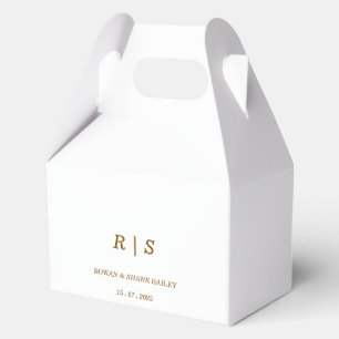 Elegant Bruin Monogram Huwelijksgunst Bedankdoosjes