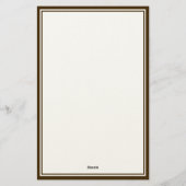 Elegant bruin monogram met twee randen briefpapier (Achterkant)