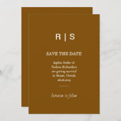 Elegant bruin monogram Save the Date Kaart (Voorkant / Achterkant)