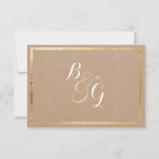 Elegant bruin papier faux goud moderne RSVP-kaart RSVP Kaartje (Achterkant)