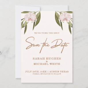 Elegant Bruin Roze Groene Orchid Boho Wedding Save The Date