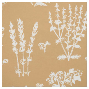 Elegant bruin Sinaasappel witte kruiden tuin patro Stof