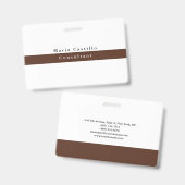 Elegant Bruin Wit Minimalist Badge (Voor- en achterkant)