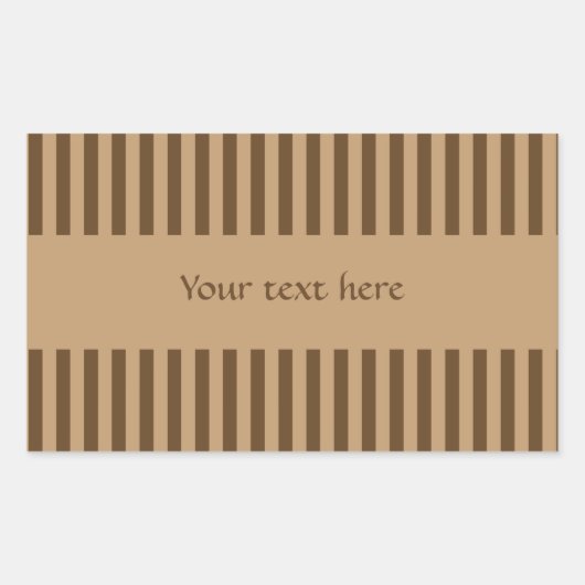 Elegant bruine strepes rechthoekige sticker (Voorkant)