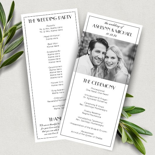 Elegant brullen 20s foto bruiloft programma