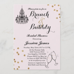 Elegant Brunch & Bubble Bridal Shower Invitation Kaart