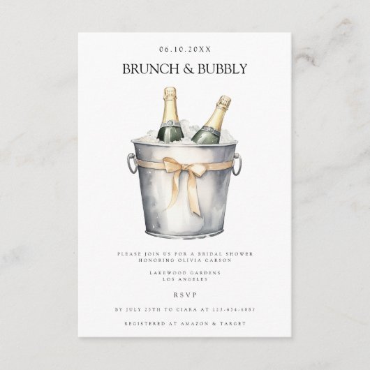 Elégant Brunch & Bubbly Invitation de douche nupti (Devant)