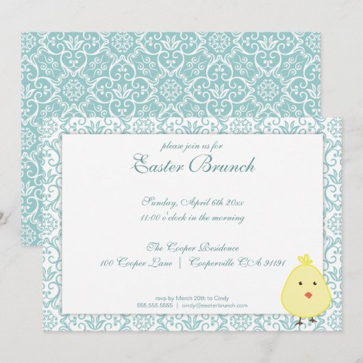 Elégant Brunch de Pâques Invitation (Devant / Derrière)