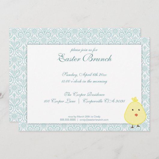 Elégant Brunch de Pâques Invitation (Devant / Derrière)