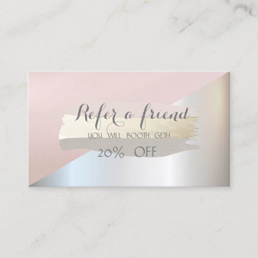 Elegant Brush Stroke Geometric Reference Card Aanbevelingskaartje (Voorkant)