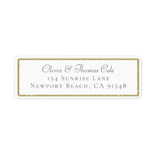 Elegant Brushed Gold Lijst Wedding Return Address Etiket