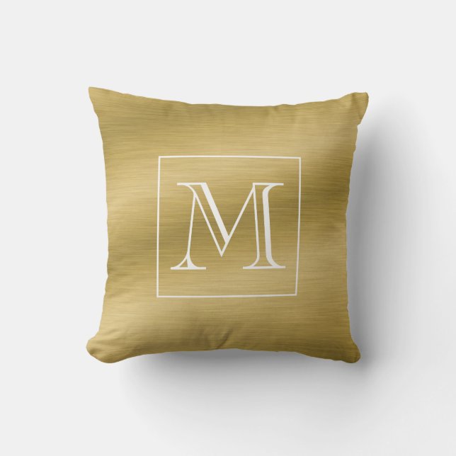 Elegant Brushed Gold Monogram Kussen (Voorkant)