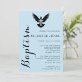 Élégant budget Baptême Sky Blue Invitation (Debout devant)