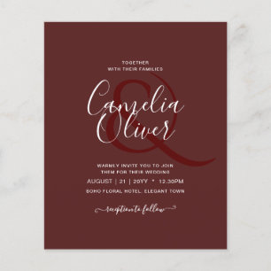 Elegant BUDGET Burgundy Monochrome bruiloft Eenvou Flyer