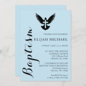 Elegant budget doop Sky Blue uitnodiging (Voorkant / Achterkant)