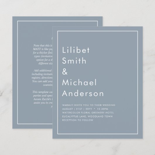 Elegant Budget Dusty Blue Monochrome Wedding (Voorkant / Achterkant)