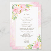 Elégant budget Floral Aquarelle Pink Mariage Menu (Devant / Derrière)