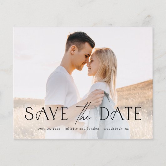 Elegant Budget Foto Weddenschap Save the Date (Voorkant)