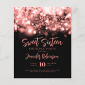 Elegant Budget Roos Gold Sparkle Sweet 16 Invite Flyer (Voorkant)