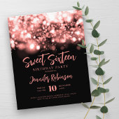 Elegant Budget Roos Gold Sparkle Sweet 16 Invite Flyer