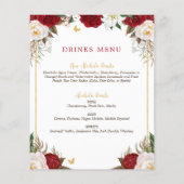 Elégant budget Rouge Floral Quinceañera Menu (Dos)