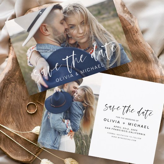 Elegant budget Save the Date handgeschreven foto