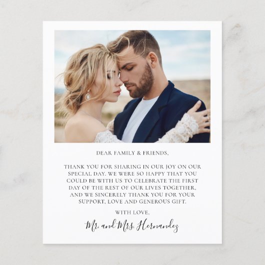 Élégant budget Script Mariage photo Carte de remer (Dos)