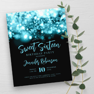 Elegant Budget Turquoise Vonk Sweet 16 Invite Flyer