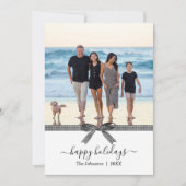 Elegant Buffalo Pset Bow Black White Holiday Card (Voorkant)