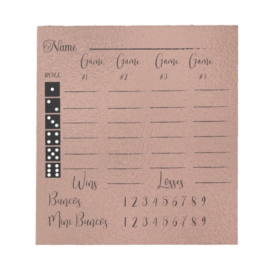 Elegant bunco score pad notitieblok (Voorkant)
