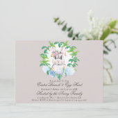 Elegant Bunny Floral Wreath Brunch & Egg Hunt Kaart (Staand voorkant)
