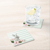 Elegant Bunny gestreept Vierkante Kartonnen Onderzetter (Insitu)