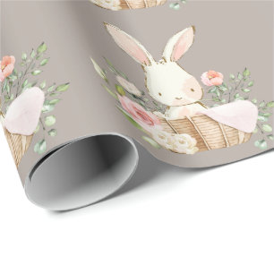 Elegant Bunny Rabbit Baby shower Brown Cadeaupapier