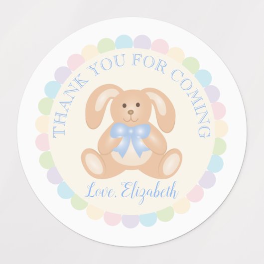 Elegant Bunny Rabbit kinderen Birthday Party Dank Labels (Design 1)