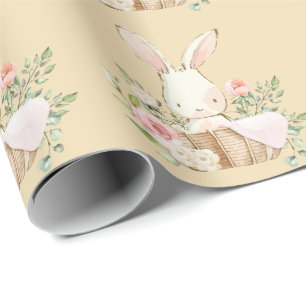 Elegant Bunny Rabbit Pink Baby shower Boy Girl Cadeaupapier