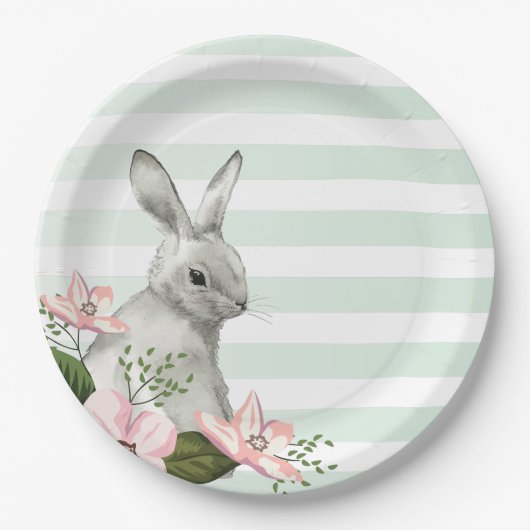 Elegant Bunny striped design Papieren Bordje (Voorkant)