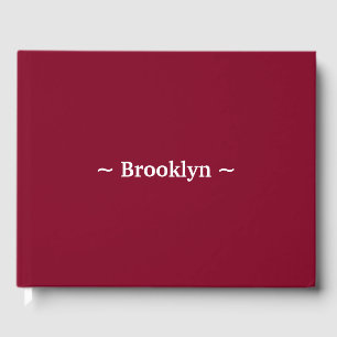 Elegant burgundy aangepaste naam text monogram gastenboek