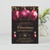 Elegant Burgundy Agate Baubles kerstdiner Kaart (Staand voorkant)