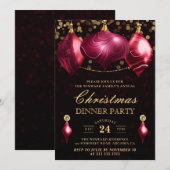 Elegant Burgundy Agate Baubles kerstdiner Kaart (Voorkant / Achterkant)