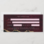 Élégant Burgundy Agate Certificat cadeau Carte cad (Dos)