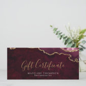 Élégant Burgundy Agate Certificat cadeau Carte cad (Debout devant)