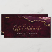 Élégant Burgundy Agate Certificat cadeau Carte cad (Devant / Derrière)