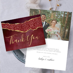 Elegant Burgundy Agate Wedding Hartelijk dank Bedankkaart